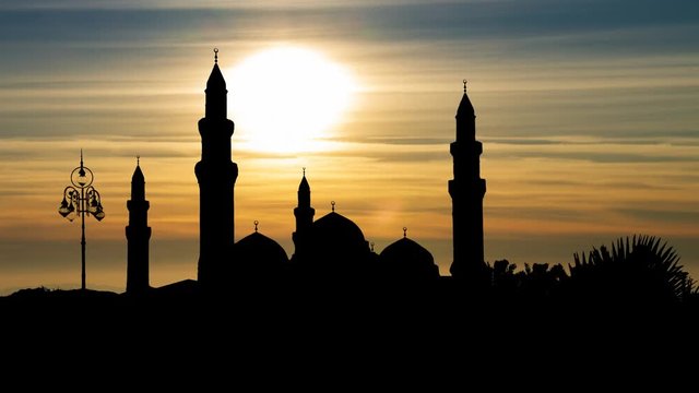 The Quba Mosque at Sunset, is a mosque in the outlying environs of Medina, Saudi Arabia