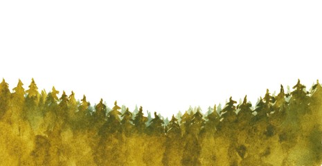 Green forest on white background 