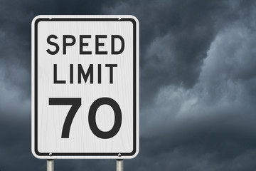 US 70 mph Speed Limit sign