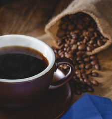 Closeup of a Steaming Cup of Coffee