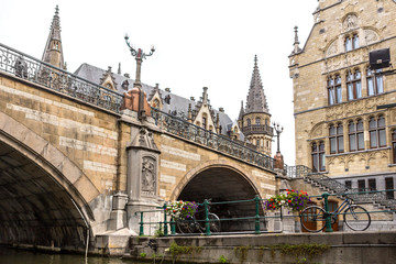 Bridge over a canal in Ghent, Belgium