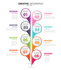  Presentation business infographic template, Abstract infographics number options template with 8 steps. Vector illustration.