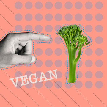 text vegan in a contemporary art collage