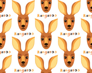 Kangaroo face seamless vector pattern