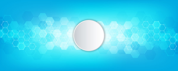 Abstract hexagons pattern for medical or scientific and technological modern design. Abstract texture background with molecular structures and chemical engineering.
