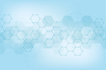 Abstract hexagons pattern for medical or scientific and technological modern design. Abstract texture background with molecular structures and chemical engineering.