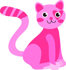 Cute pink cat on white background vector illustration hand draw desing