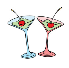 cocktail with cherry vector illustration