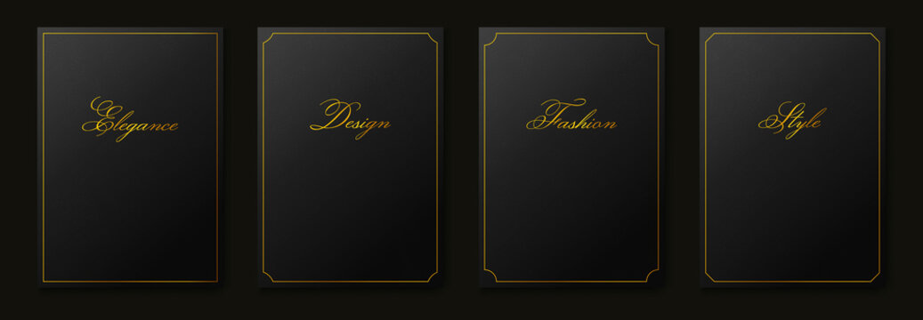 Luxury Black Paper Backgrounds With Gold Foil Frame.