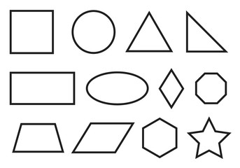 Simple geometry shapes set. Geometric primitives icons.
