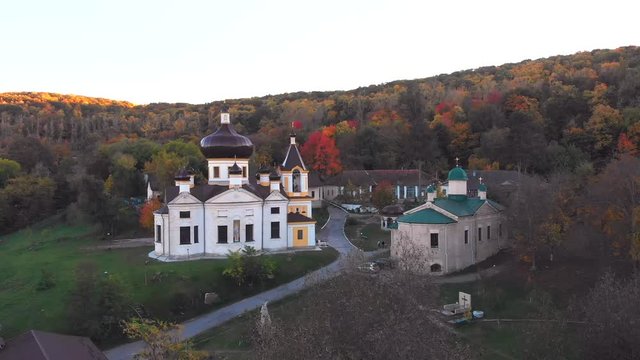 Aerial drone view of Condrita Monastery in Moldova