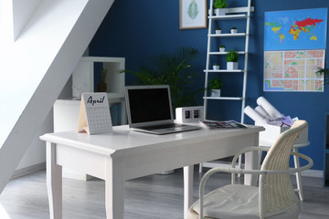 Comfortable workplace with modern computer at home