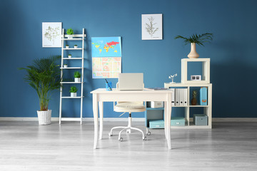 Comfortable workplace with modern computer at home