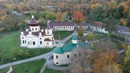 Aerial drone view of Condrita Monastery in Moldova