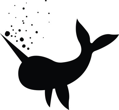 recommend clip art: Magic narwhal silhouette on white background vector illustration flat desing