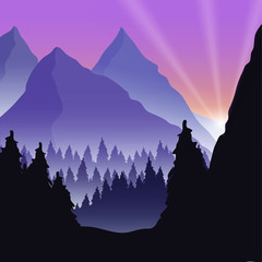 Mountain beautiful landscape bacground vector illustration hand draw desing