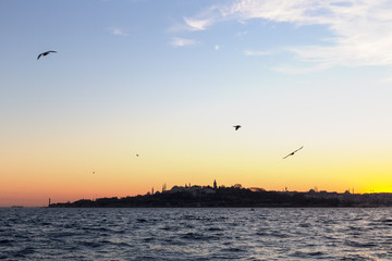 View of sea sunset, Istanbul.