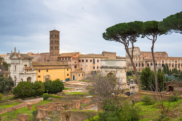 Obraz premium The Roman Forum, city square in ancient Rome, Italy