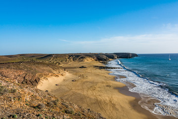 Papagayo beach at sunset, Lanzarote, Canary Islands.