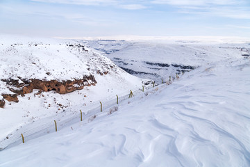 Winter mountain landscape, Ani, Kars, Turkey