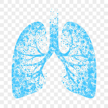 Wet Cough Vector Icon. Blue Lungs, Cold Wet Cough Remedy And Bronchitis Mucolytic