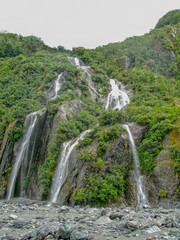Waterfall near Franz Joseph Glacier