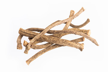 Dried stems of valerian - Valeriana officinalis. Text space
