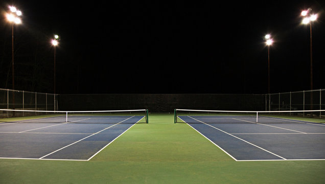 Tennis Court at Night - Powered by Adobe