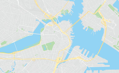 Boston, Massachusetts, classic colors, printable map