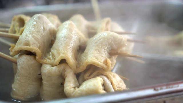 Korean street food fish cake stick in hot soup