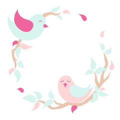 Lovebird on tree branch - pastel color