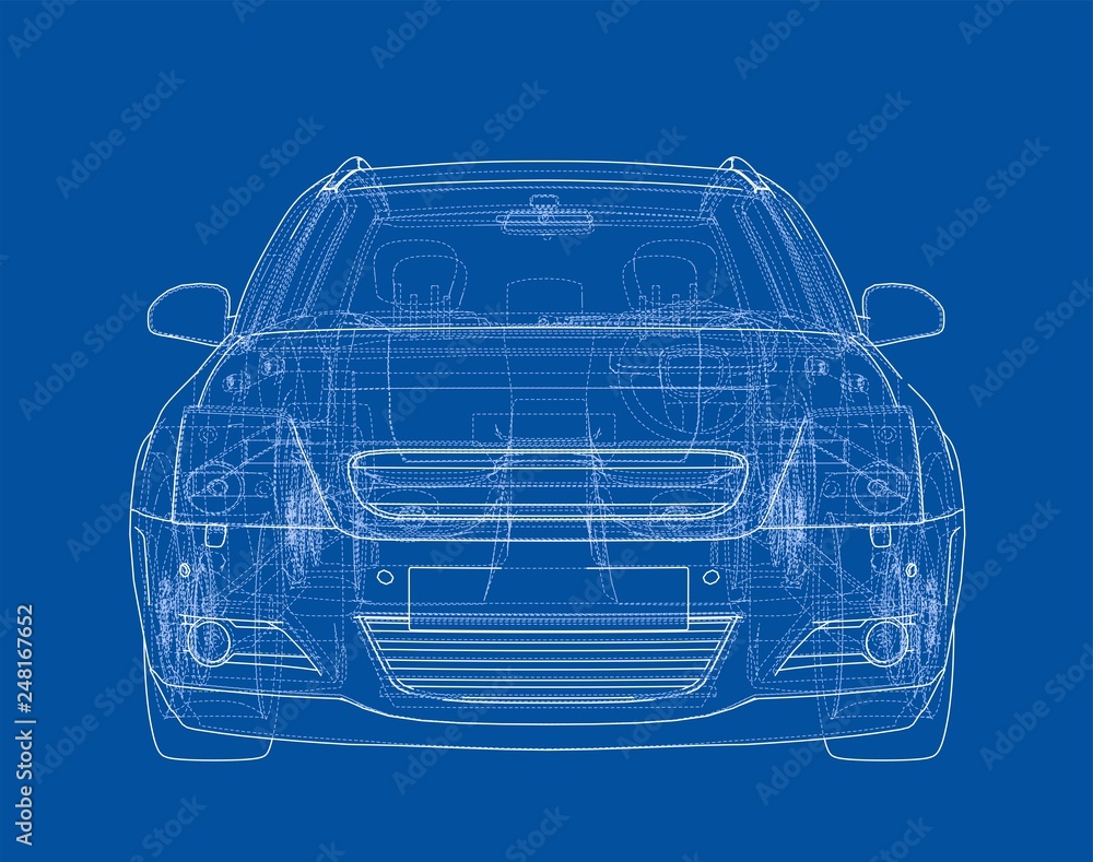 Poster concept car. vector rendering of 3d