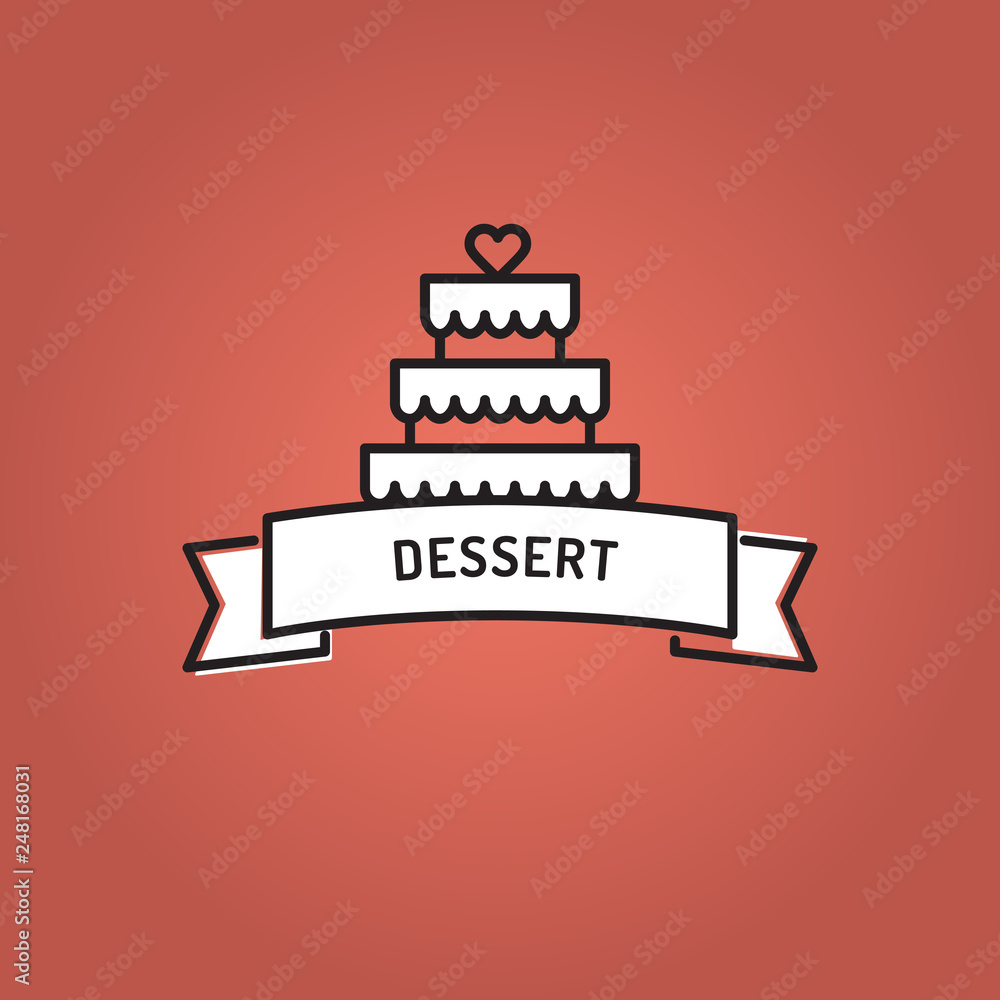 Poster dessert line icon set