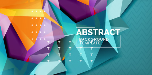 Color geometric abstract background, minimal abstraction design with mosaic style 3d shape