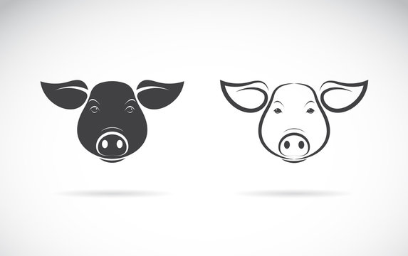 Vector of a pigs head design on a white background. Farm animals. Pig logo or icon. Easy editable layered vector illustration.