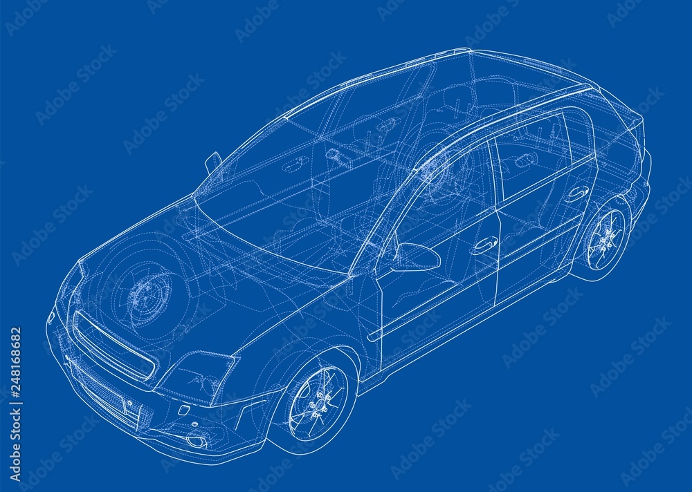 Poster concept car. vector rendering of 3d