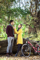 Young argue couple outdoors in springtime