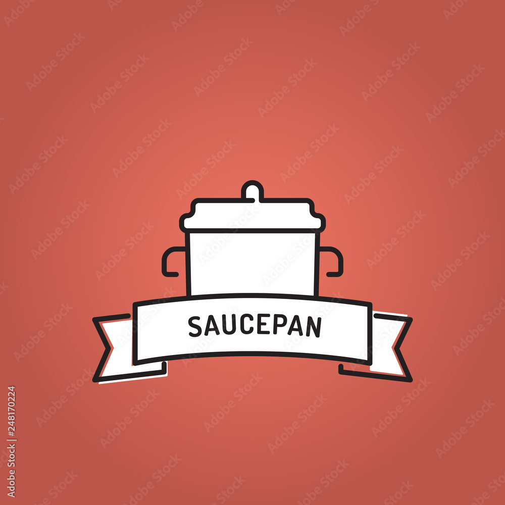 Poster saucepan line icon set