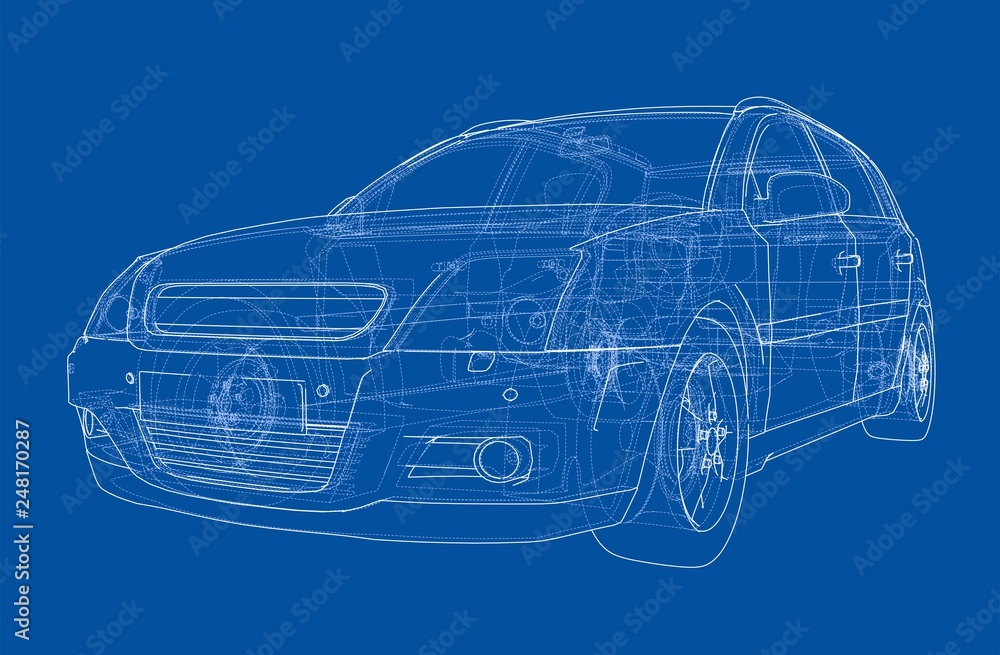 Poster concept car. vector rendering of 3d