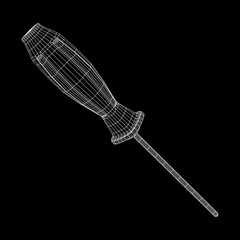 Crosshead screwdriver. Handyman tool for home repair. Maintenance themed abstract model wireframe low poly mesh vector illustration