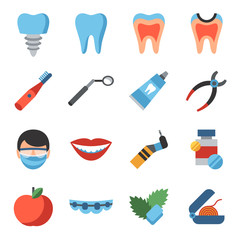 Digital vector dentistry simple icons