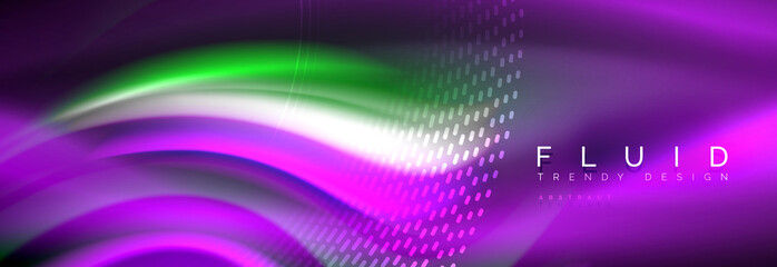 Fluid color neon wave lines background, neon liquid color futuristic paint template