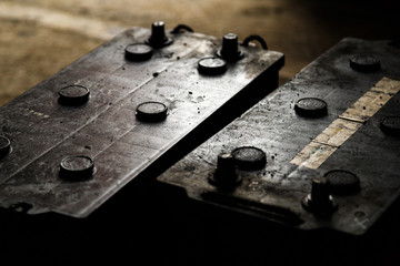 Old car battery. The problem of recycling batteries.