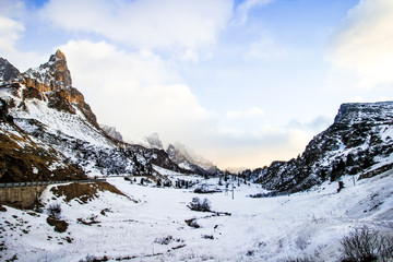 Winter in the Alps with snow in Sudtirol