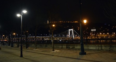 Night promenade, night city. Budapest. Hungary 