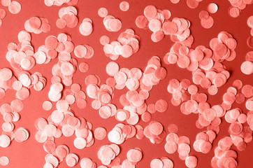 Abstract background with metaphane of fashionable coral color circles.