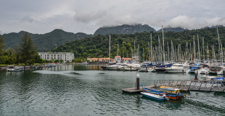 Yatchs in the port of Langkawi Island