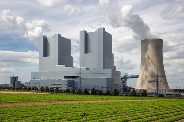 Coal-fired power plant near lignite mine Garzweiler in Germany