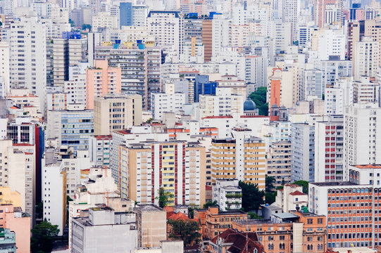 Dense building in the city in Sao Paulo Brazil