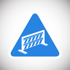Fence sign on blue background icon for web or app using